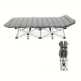 Grey Heavy-duty Folding Camping Bed With Storage Bag Suitable For Travel, Office And RV Travel (Color: grey)